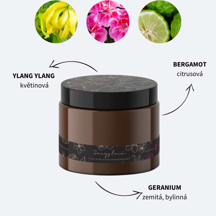 ylang ylang bergamot geranium sojova prirodni svicka vontree candle tip na darek k vanocum